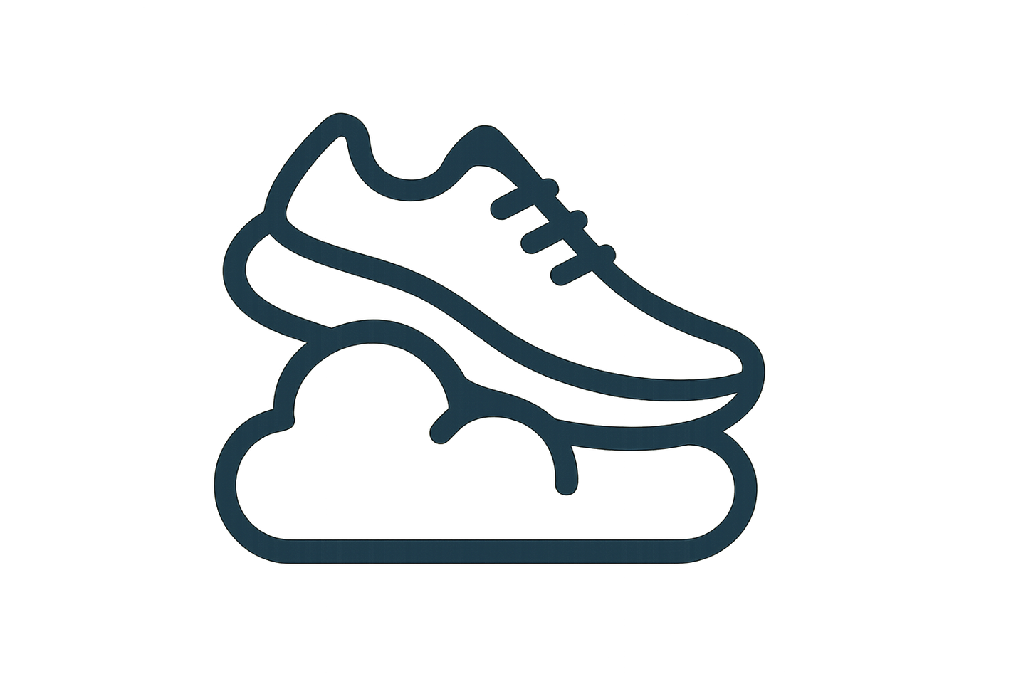 Minimal flat icon symbolizing comfort and relaxation for a running shoe brand. Use soft shapes like a cushion, cloud, or smooth lines. Modern, clean, and matches tech or athletic branding.